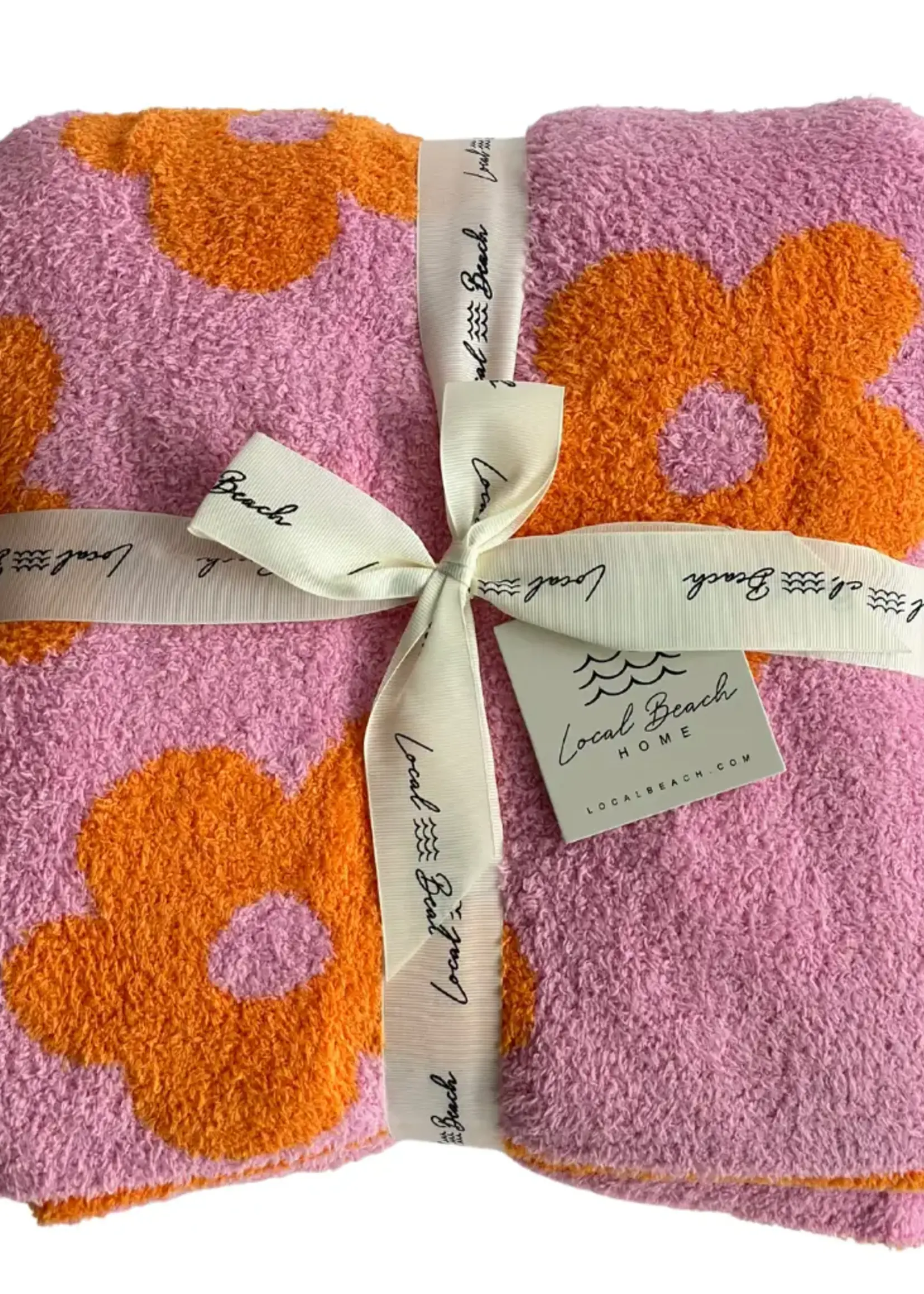 Local Beach Daisy Luxe Home Blanket Bubble Gum/ Orange