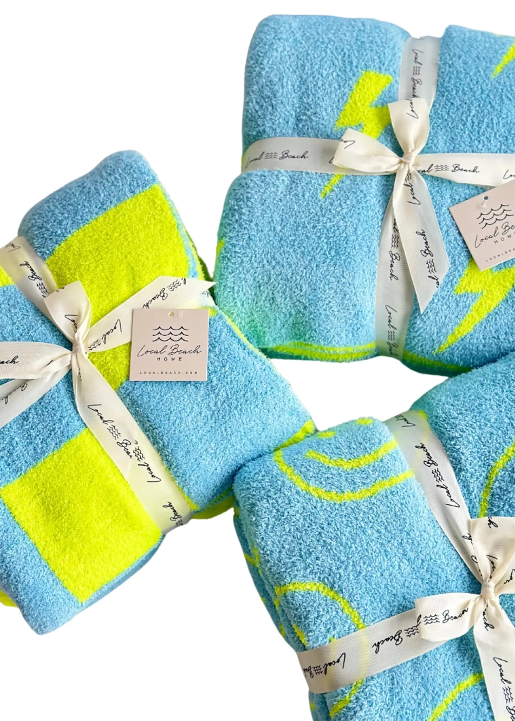 Local Beach Lightning Bolt Luxe Baby Blanket New Neon Citron/Blue