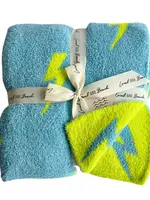 Local Beach Lightning Bolt Luxe Baby Blanket New Neon Citron/Blue