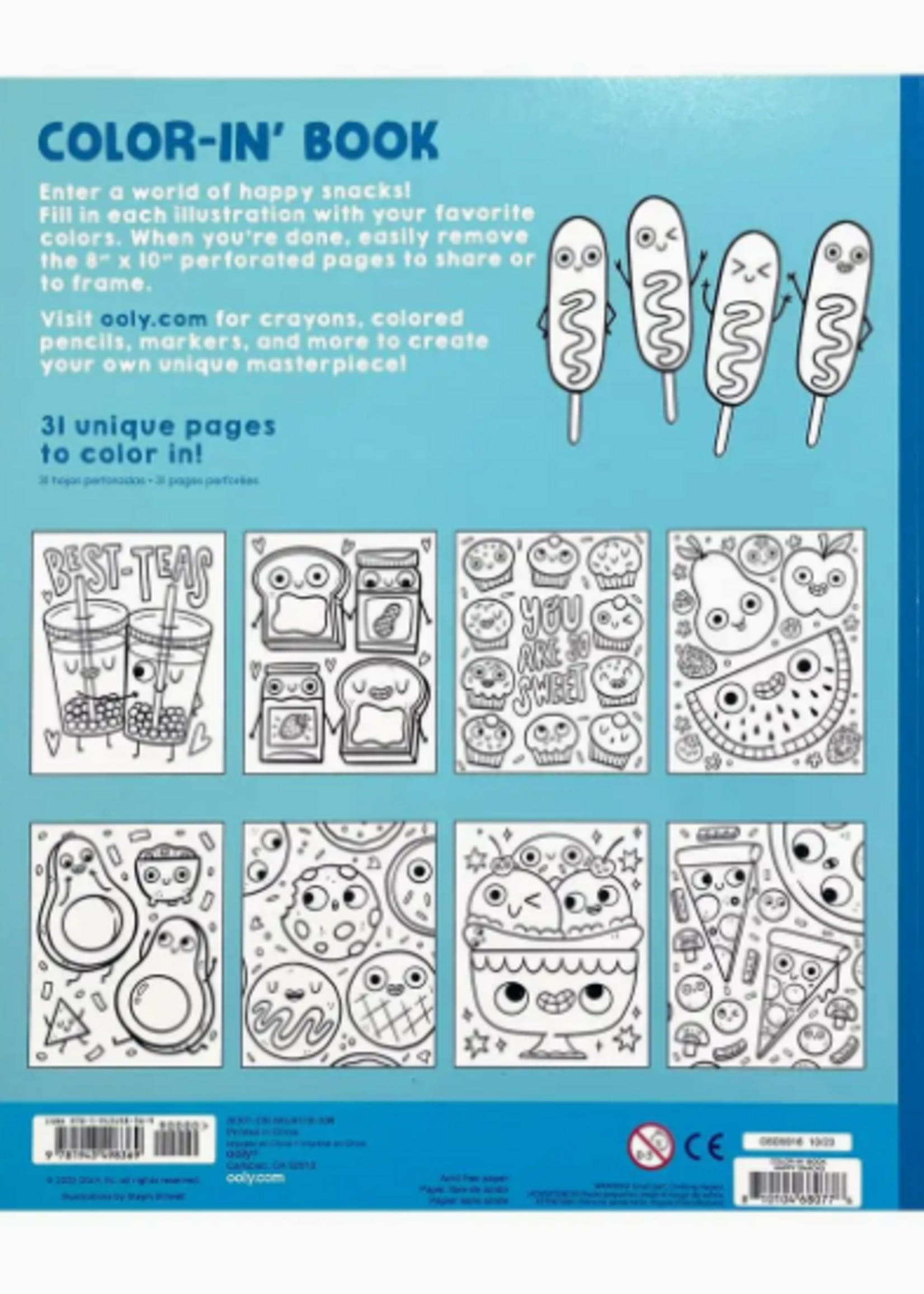 Ooly Color-in' Book: Happy Snacks Coloring Book