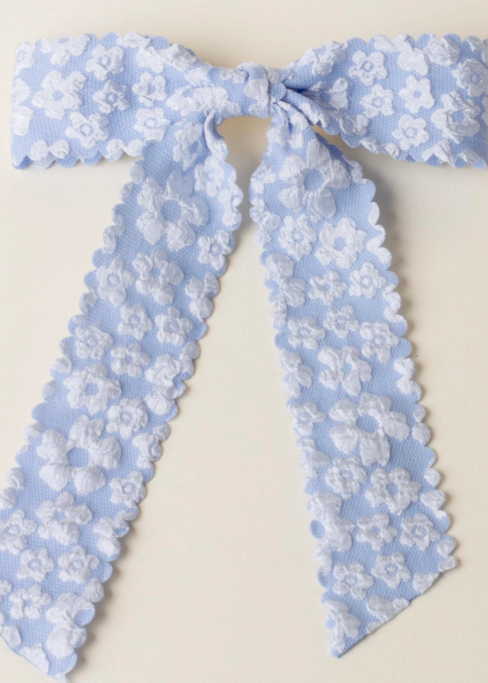 The Darling Effect Flower Scallop Hair Bow - Blue