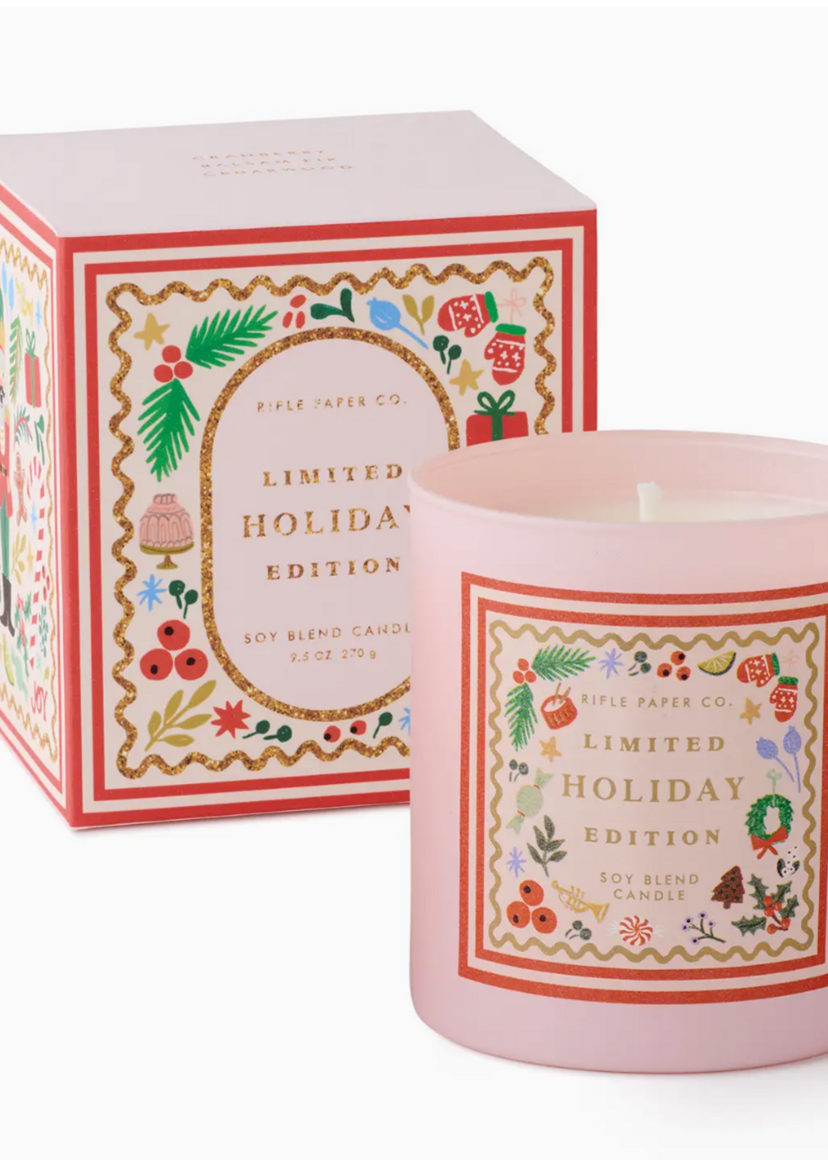 Rifle Paper Co. Holly Jolly Nutcracker Holiday 9oz Glass Candle