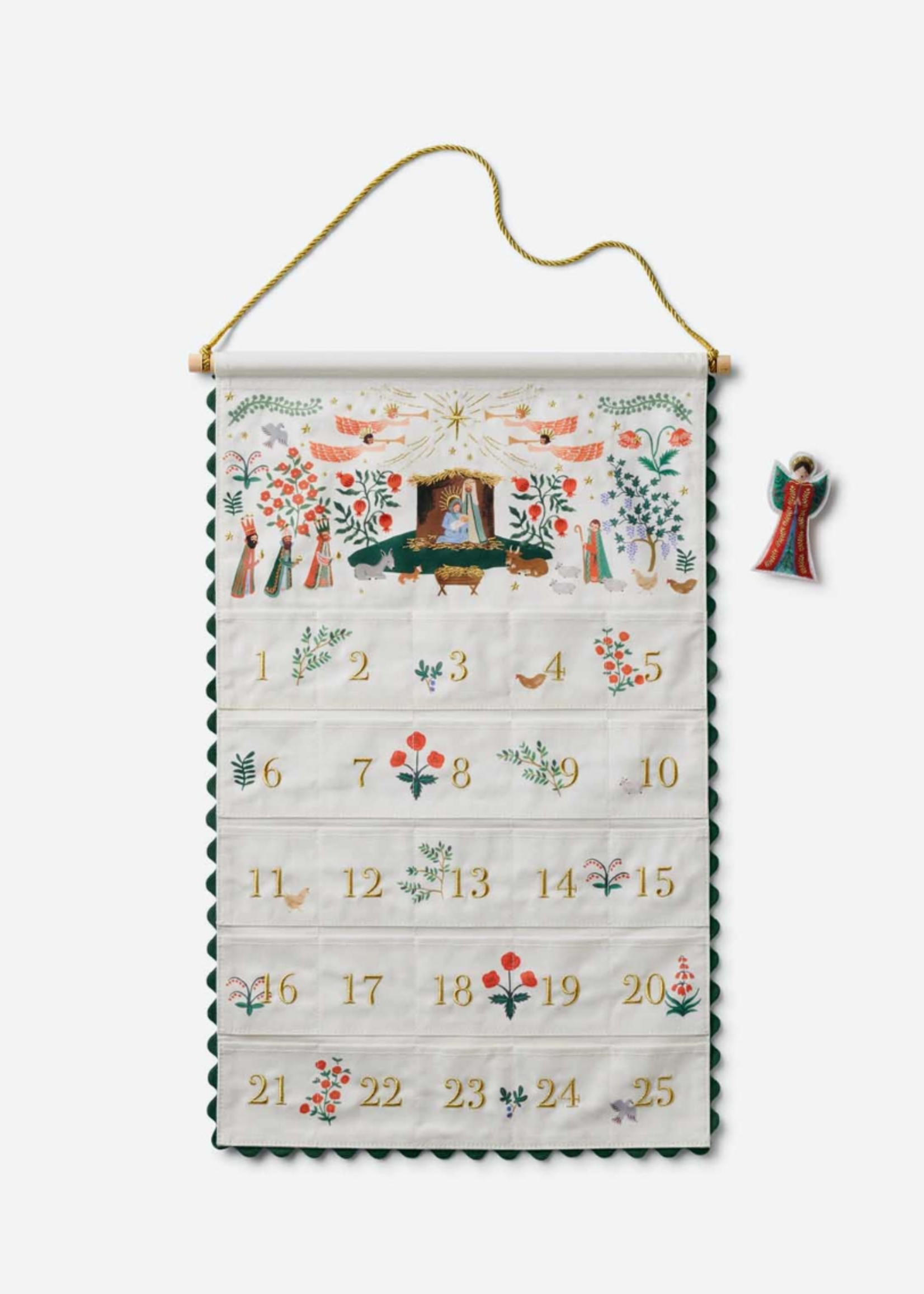 Rifle Paper Co. Nativity Embroidered Hanging Advent Calendar
