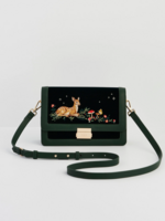 Fable England Fawn Embroidered Green Crossbody Bag