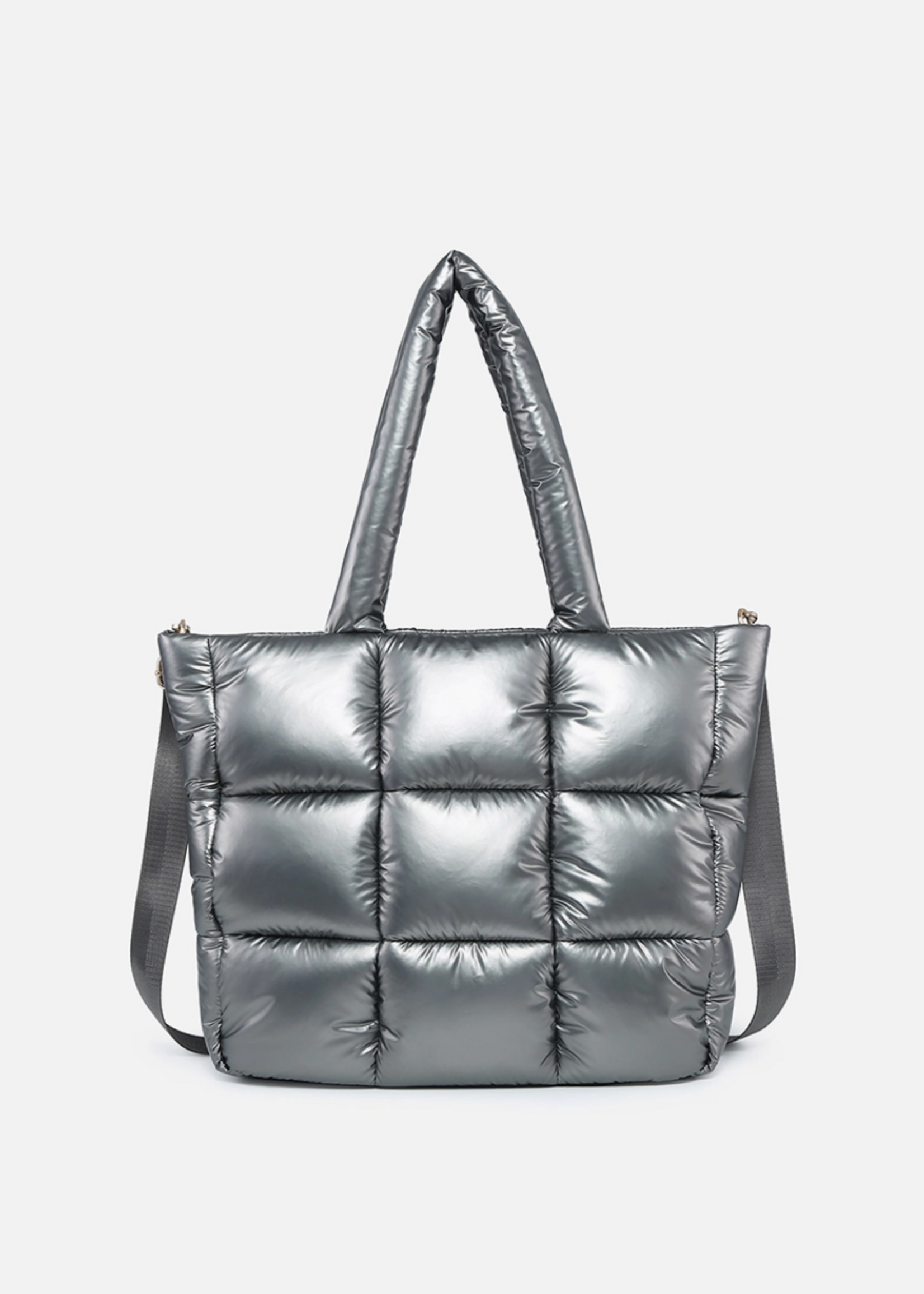 Jen & Co Kiersten Puffer Hobo w/ Strap Gunmetal