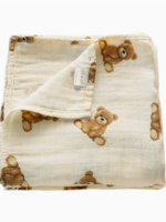 Ali and Oli Bamboo Muslin Swaddle Baby Blanket (Teddy Bear)