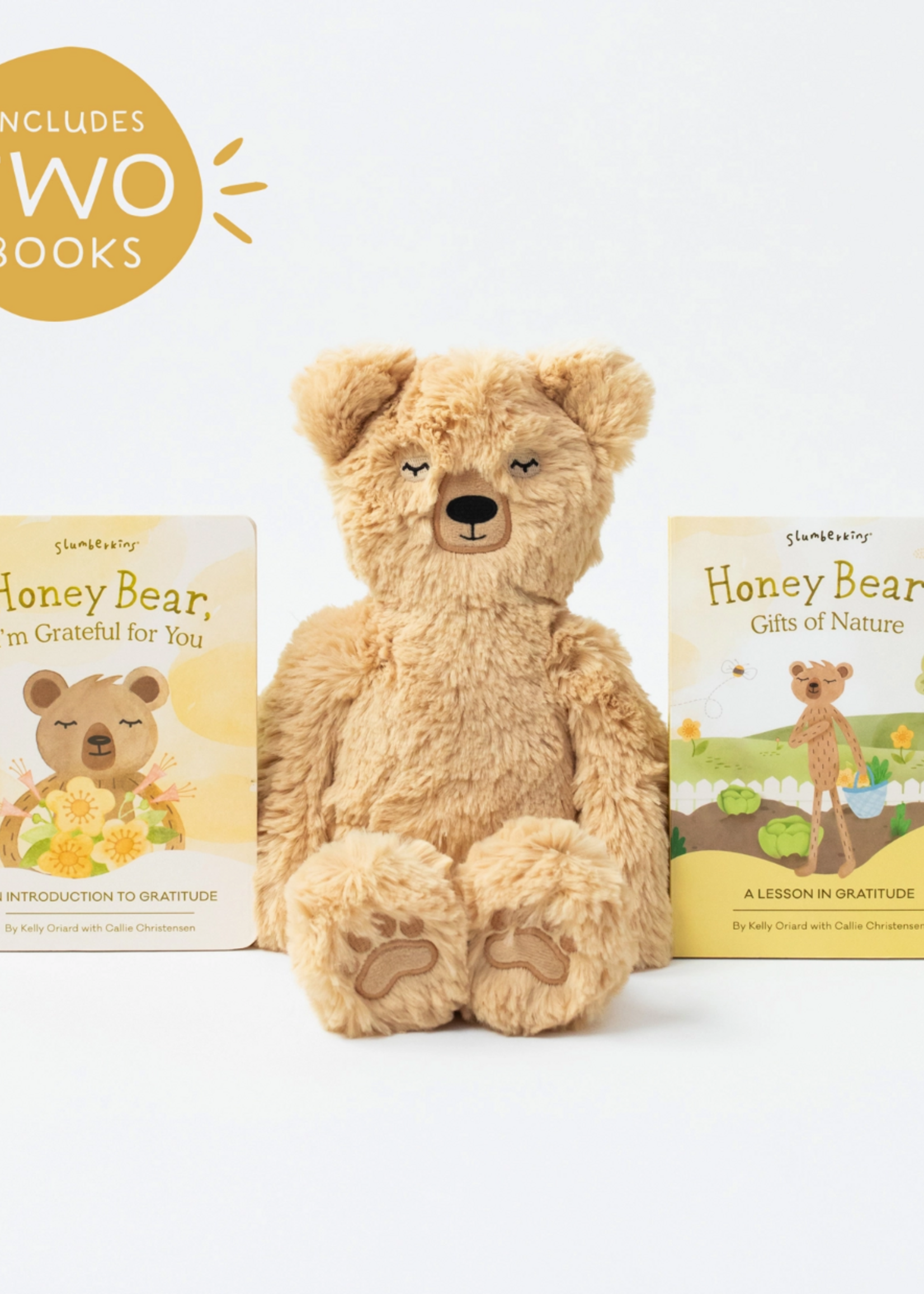 Slumberkins Honey Bear's Gratitude Plush Set - with 2 Books!