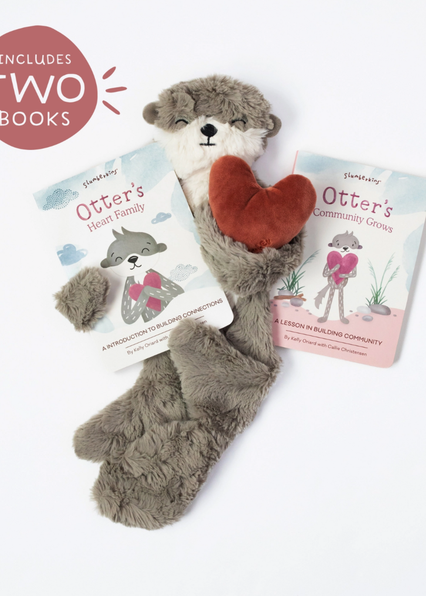 Slumberkins Otter's Building Connections Plush Snuggler Set + 2 Books!