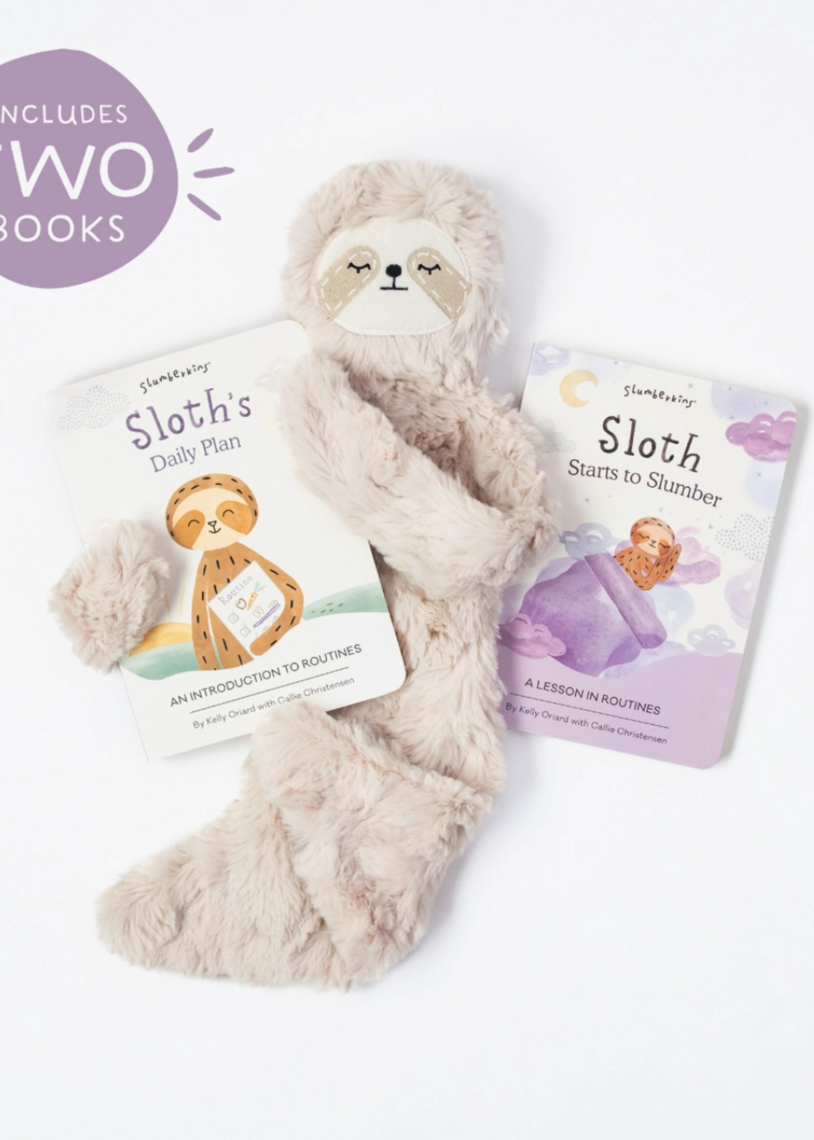 Slumberkins Sloth's Routines Plush Snuggler Set - with 2 Books!