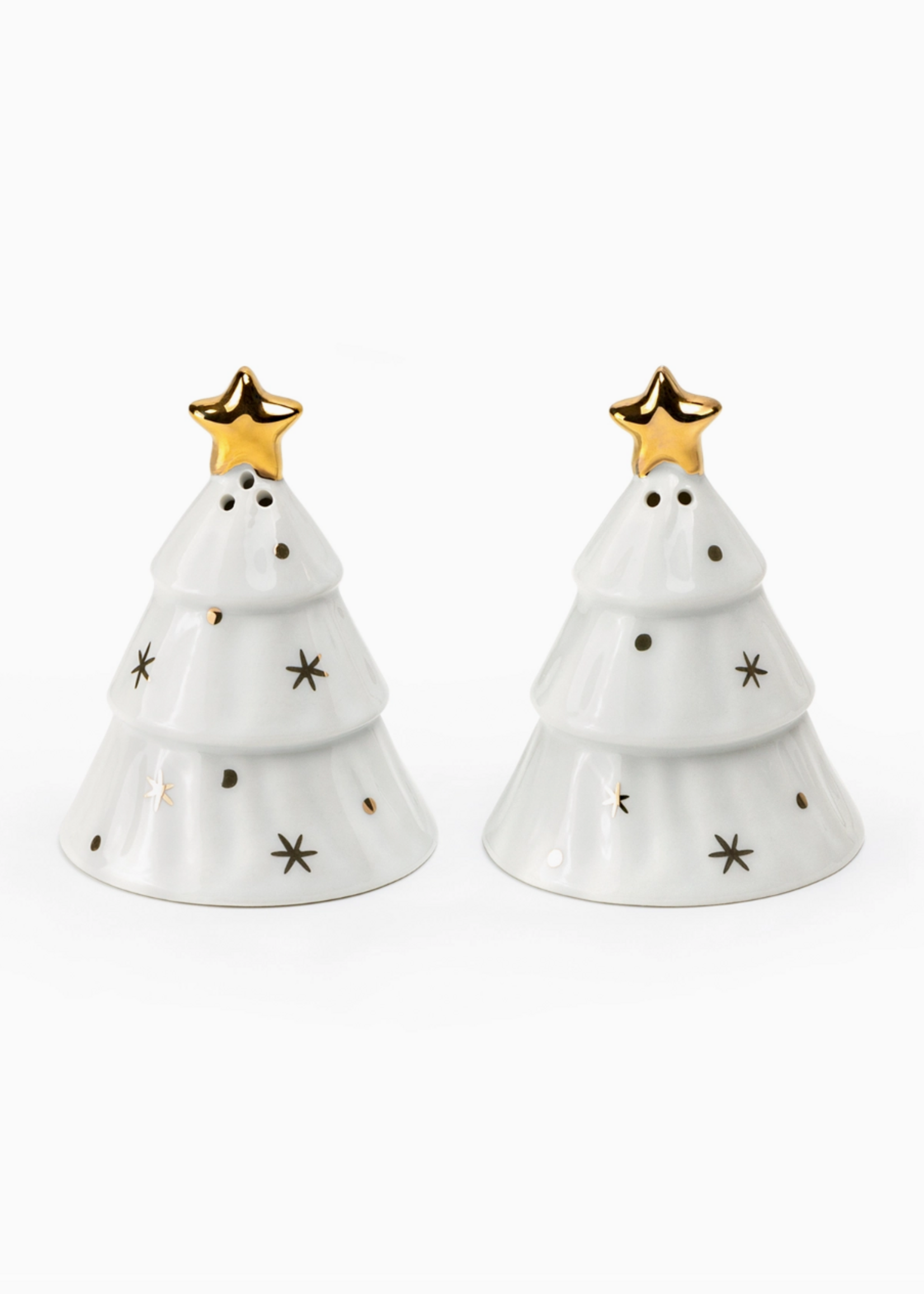 Grace Teaware Holiday Gold Pine Salt and Pepper Shaker Set
