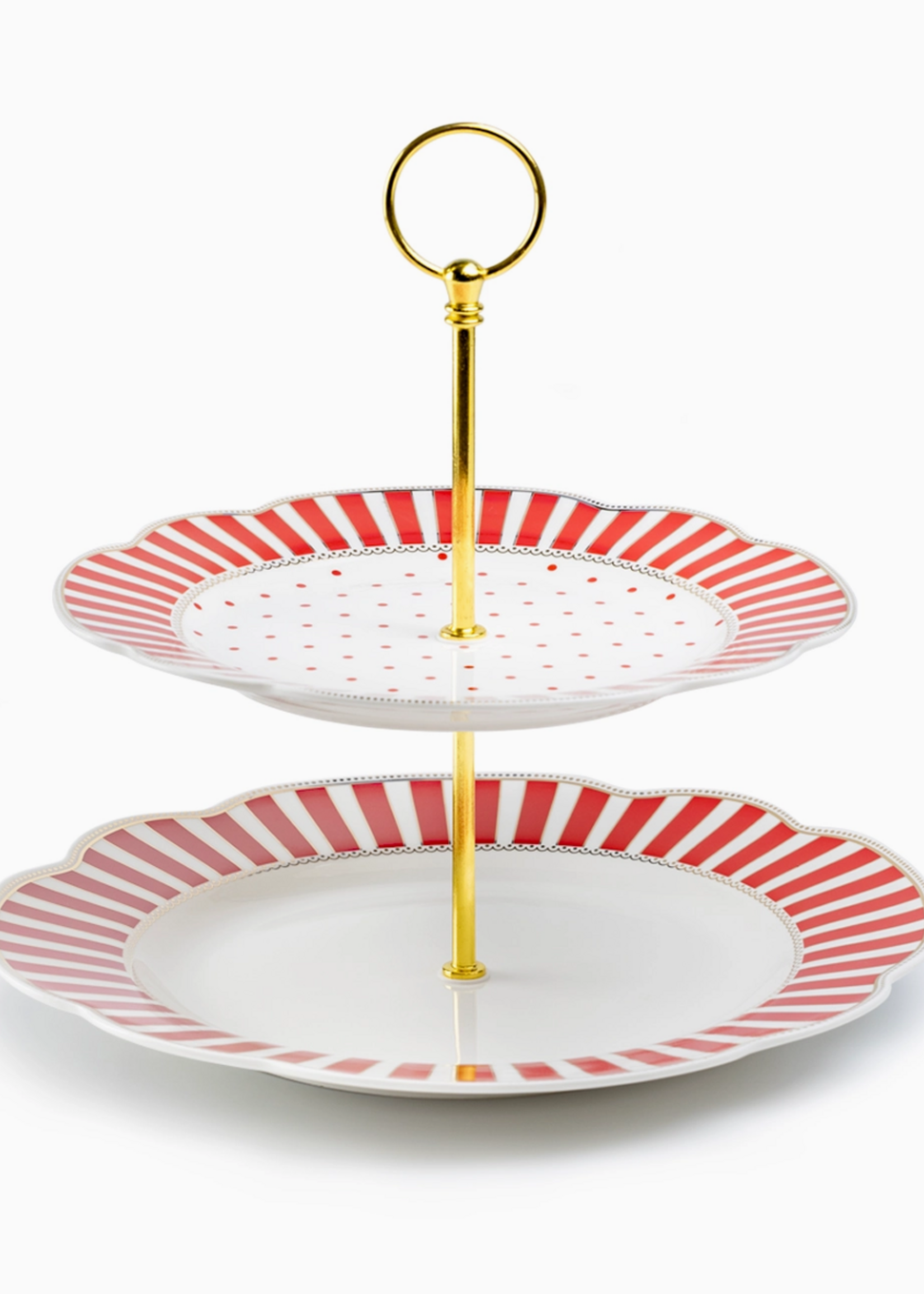 Grace Teaware Red Stipes and Dots 2-tiered Server