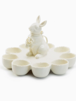 Grace Teaware Bunny Figurine 9 Counts Fine Porcelain Egg Basket Tray