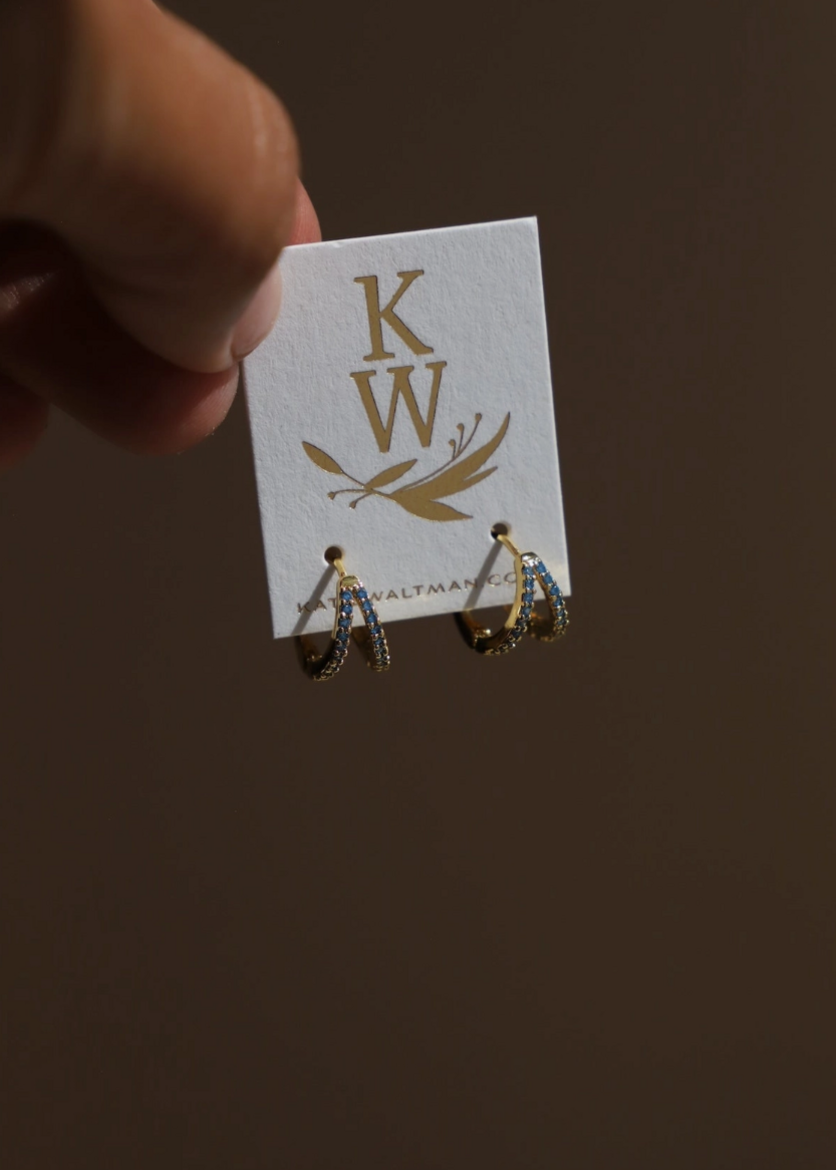 Katie Waltman Double Cz Huggie Hoops-Blue