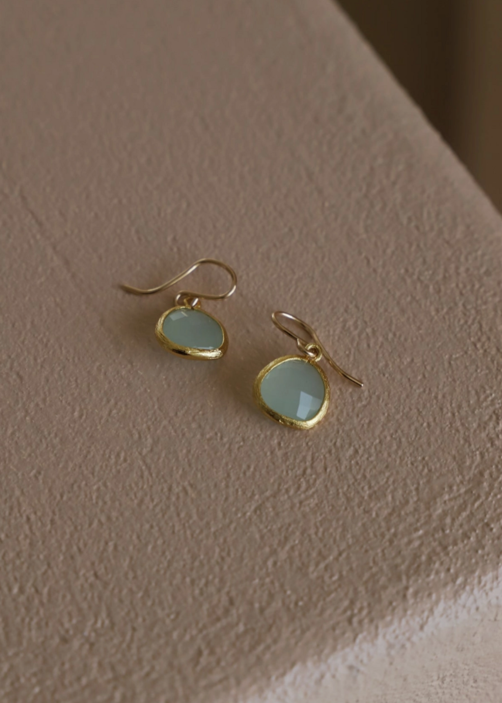 Katie Waltman Medium Alice Blue Bezel Earrings  GOLD