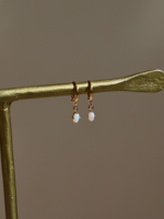 Katie Waltman Mini Oval Opalite Huggies-Gold