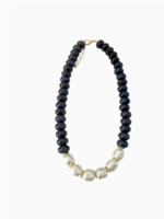 Gemelli Brynlee Chunky Beaded Necklace with Pearl Accents - Navy