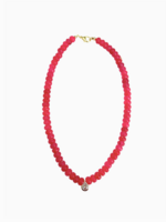 Gemelli Dori Cz Teardrop Beaded Necklace- Hot Pink