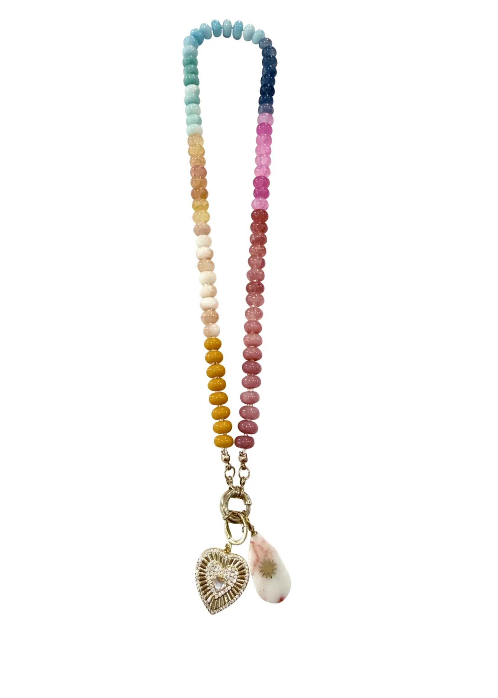 Gemelli Olive Creamstone Multi Beaded Necklace