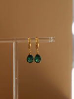 Katie Waltman CRYSTAL TEARDROP HUGGIES - Emerald