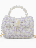 Tiny Treats and ZOMI GEMS Girls Tweed Jumbo Pearl Bow Handbag  Purple