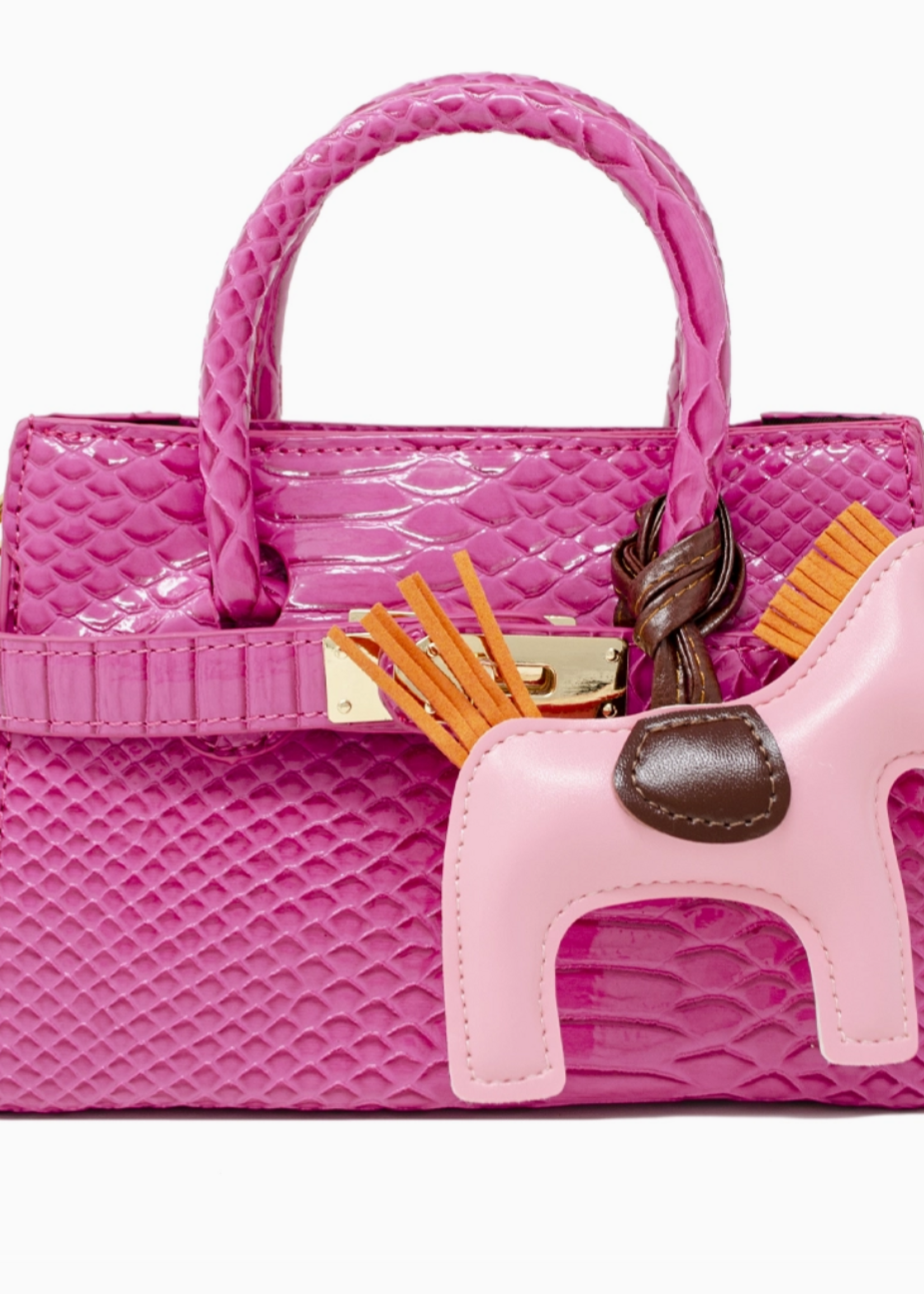 Tiny Treats and ZOMI GEMS Crocodile Pony Handbag -Hot Pink