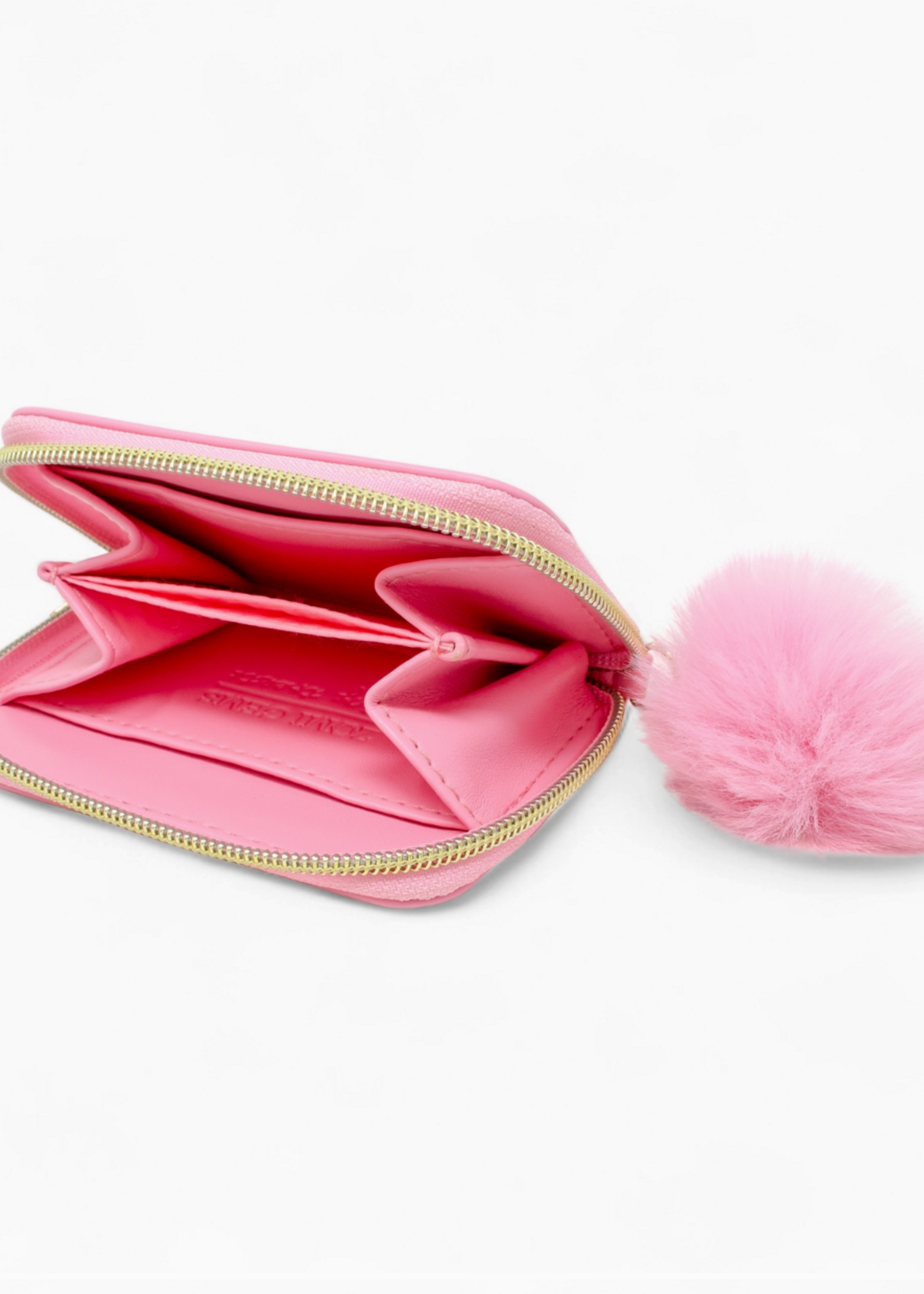 Tiny Treats and ZOMI GEMS Teddy Pom Pom Zip Wallet-Pink