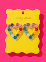 Taylor Elliott Drop Earrings - Hearts w/ Colorful Gems - Katie