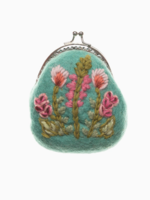 French Knot Meadow Clasp Pouch Turquoise