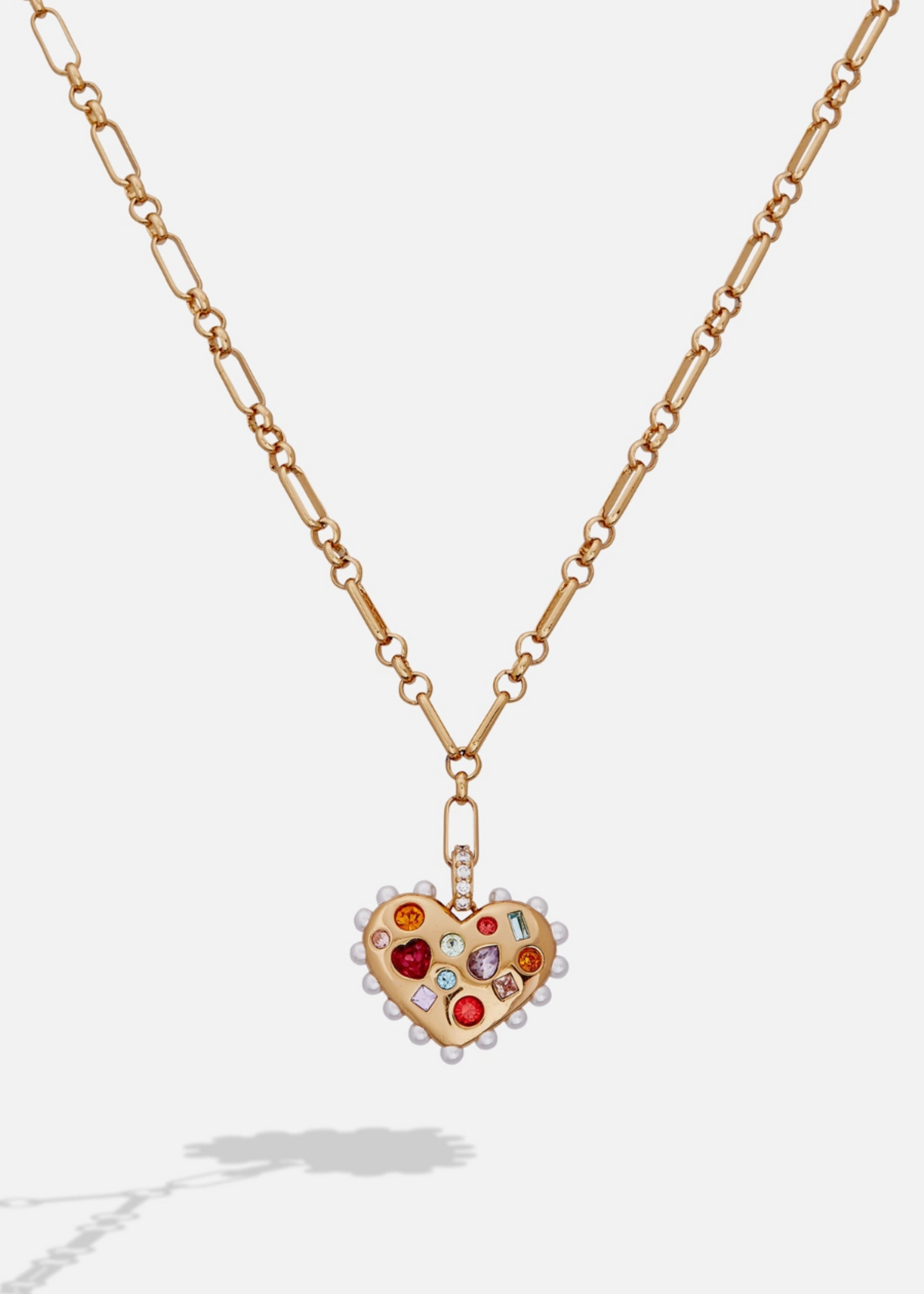 Alex and Ani Fluffy Heart Gemstone and Pearl Pendant Necklace