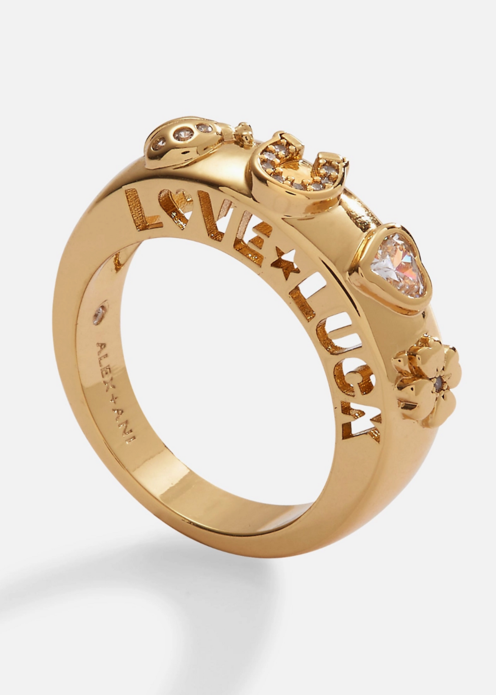 Alex and Ani Love and Luck Open Domed Ring