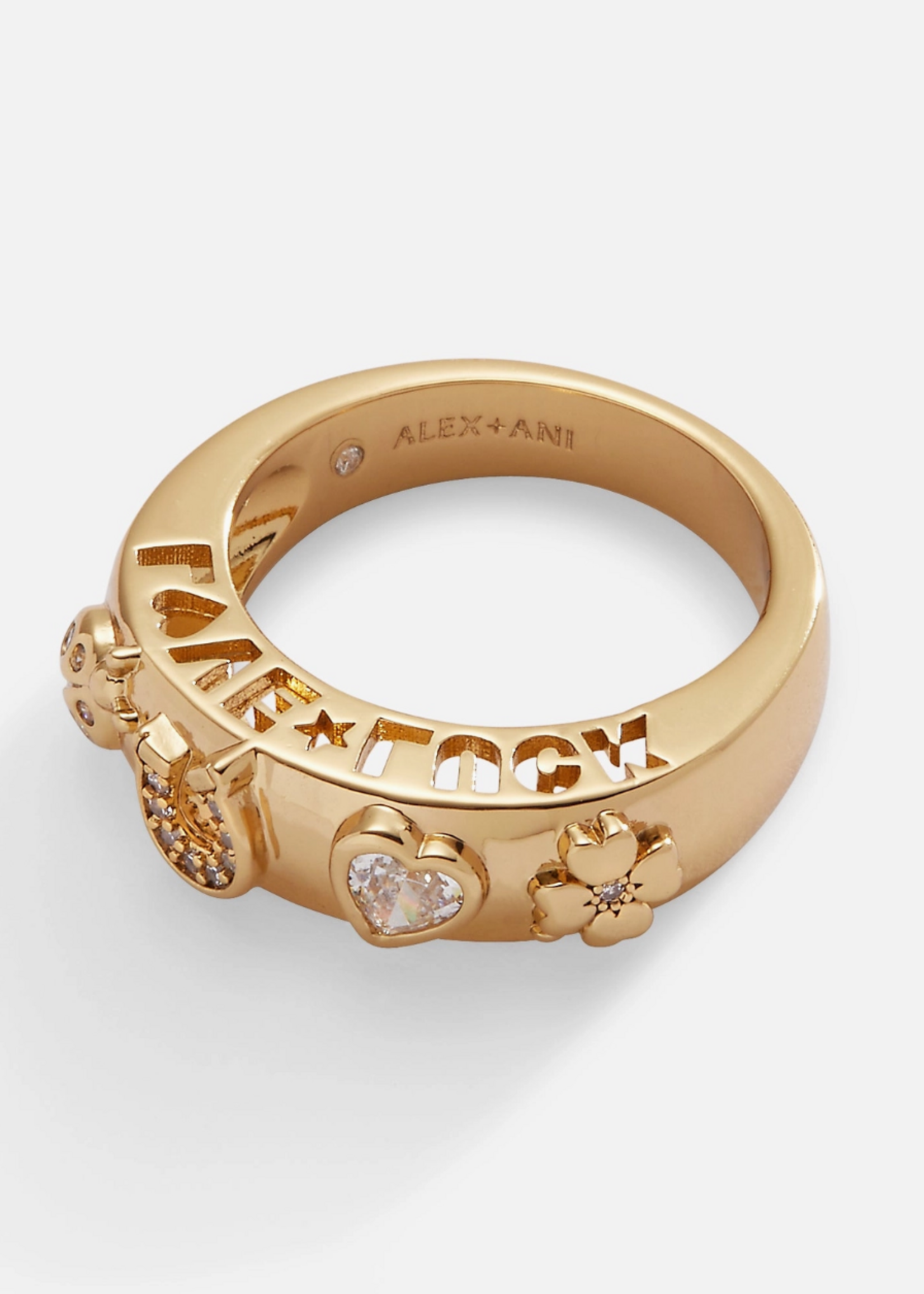 Alex and Ani Love and Luck Open Domed Ring