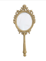 Creative Co-Op Embossed Metal Framed Hand Mirror, Antique Gold Finish
