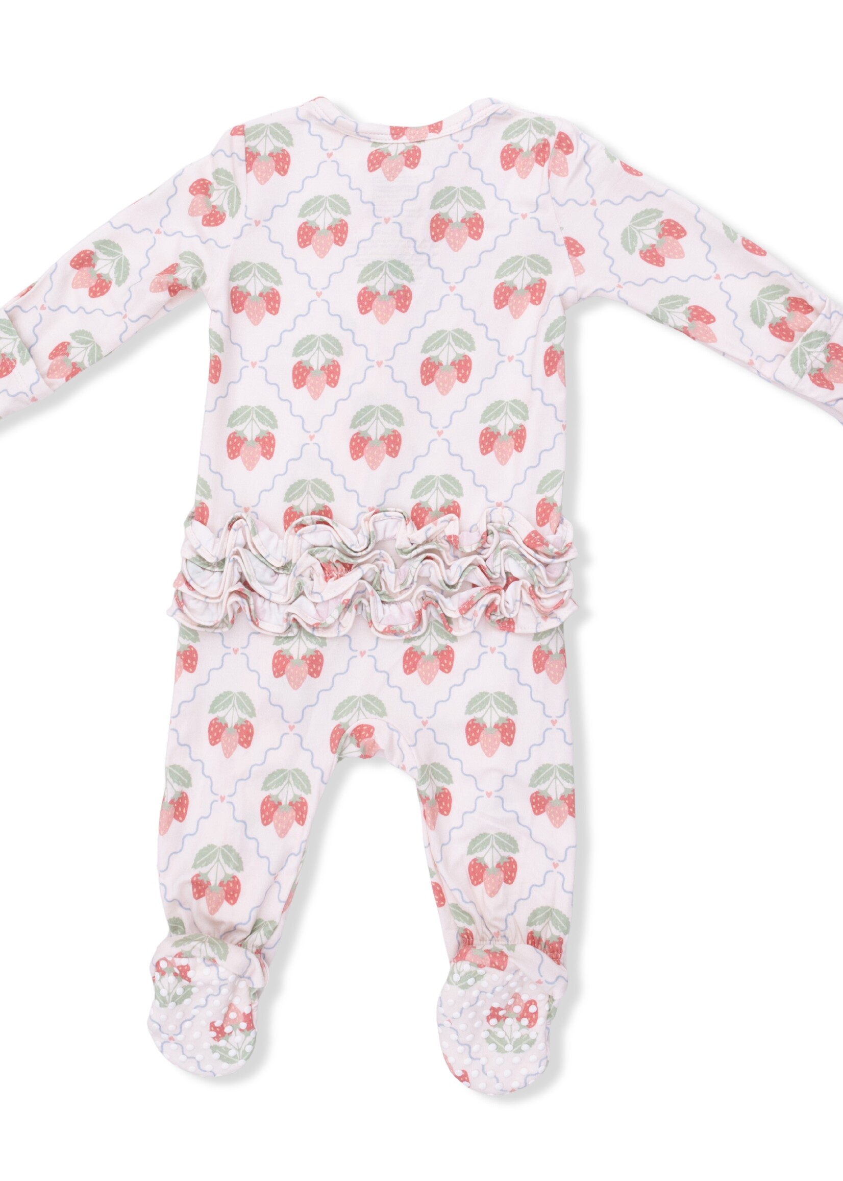 Angel Dear Sweet Strawberries - 2 Way Ruffle Back Zipper Footie