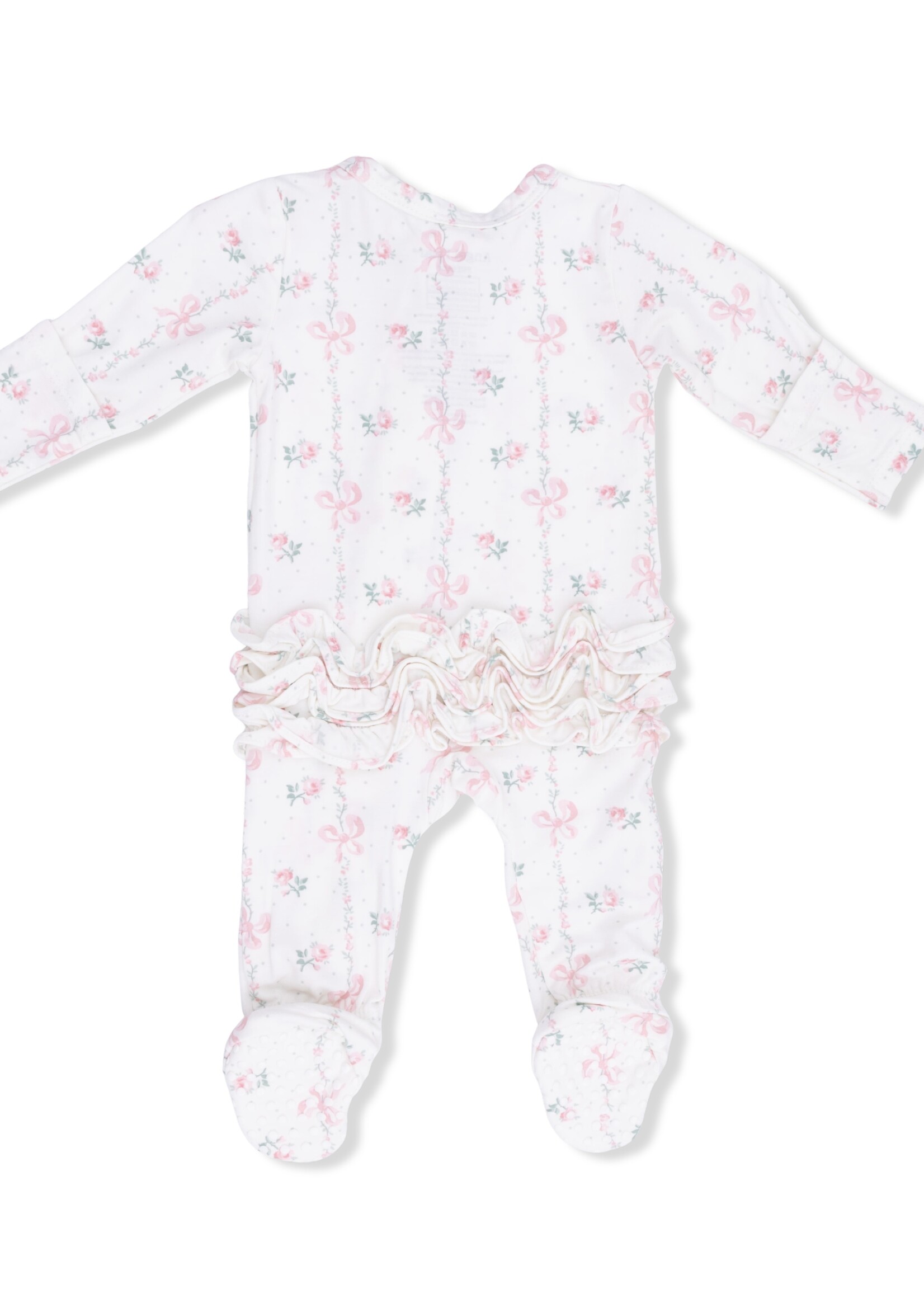 Angel Dear Dainty Buds and Bows - 2 Way Ruffle Back Zipper Footie