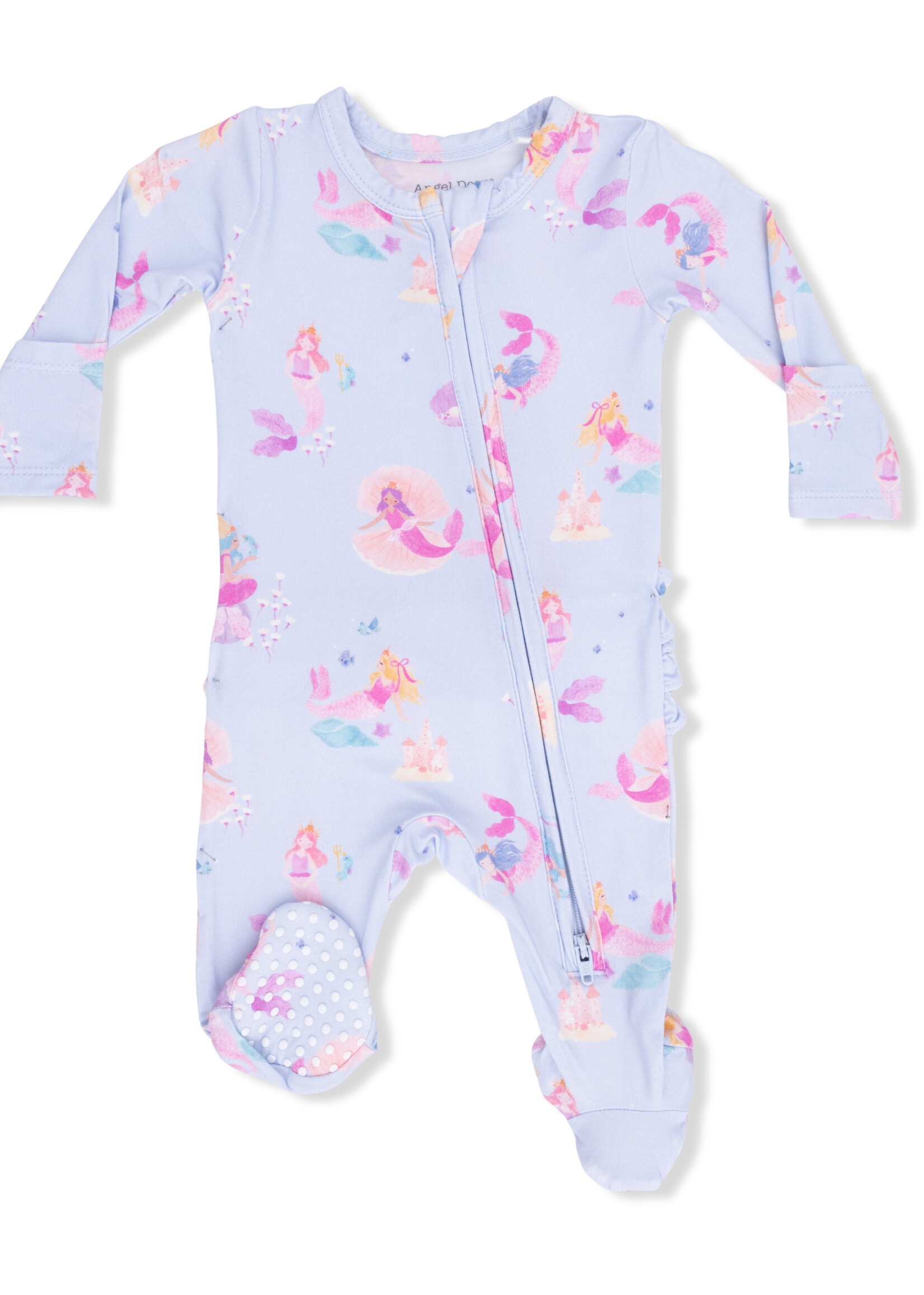 Angel Dear Dainty Buds and Bows - 2 Way Ruffle Back Zipper Footie
