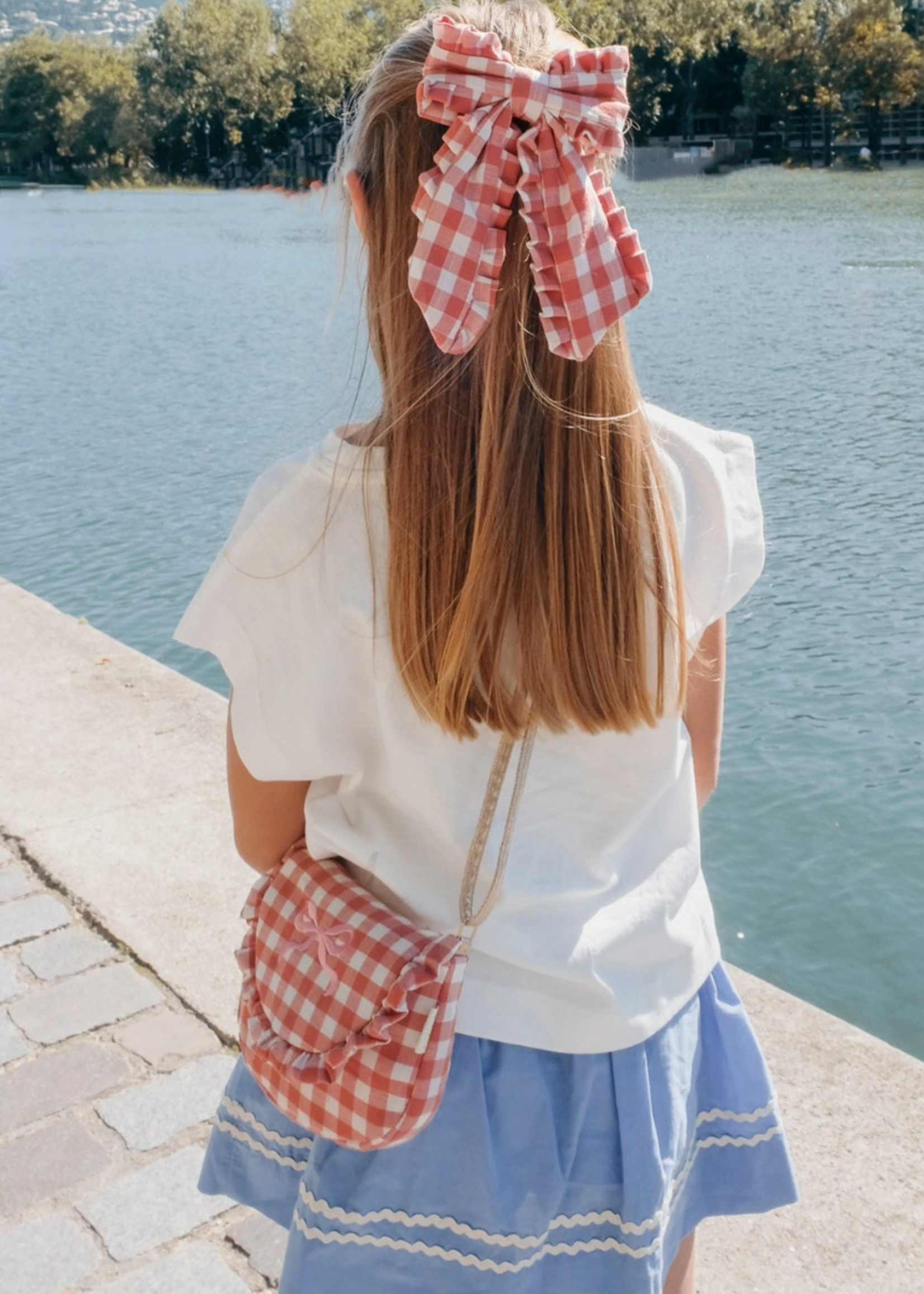 Rockahula Gingham Ruffle Long Bow Clip