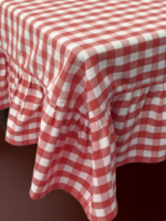 Galley and Fen Ember Ruffled Gingham Tablecloth 60"x150"