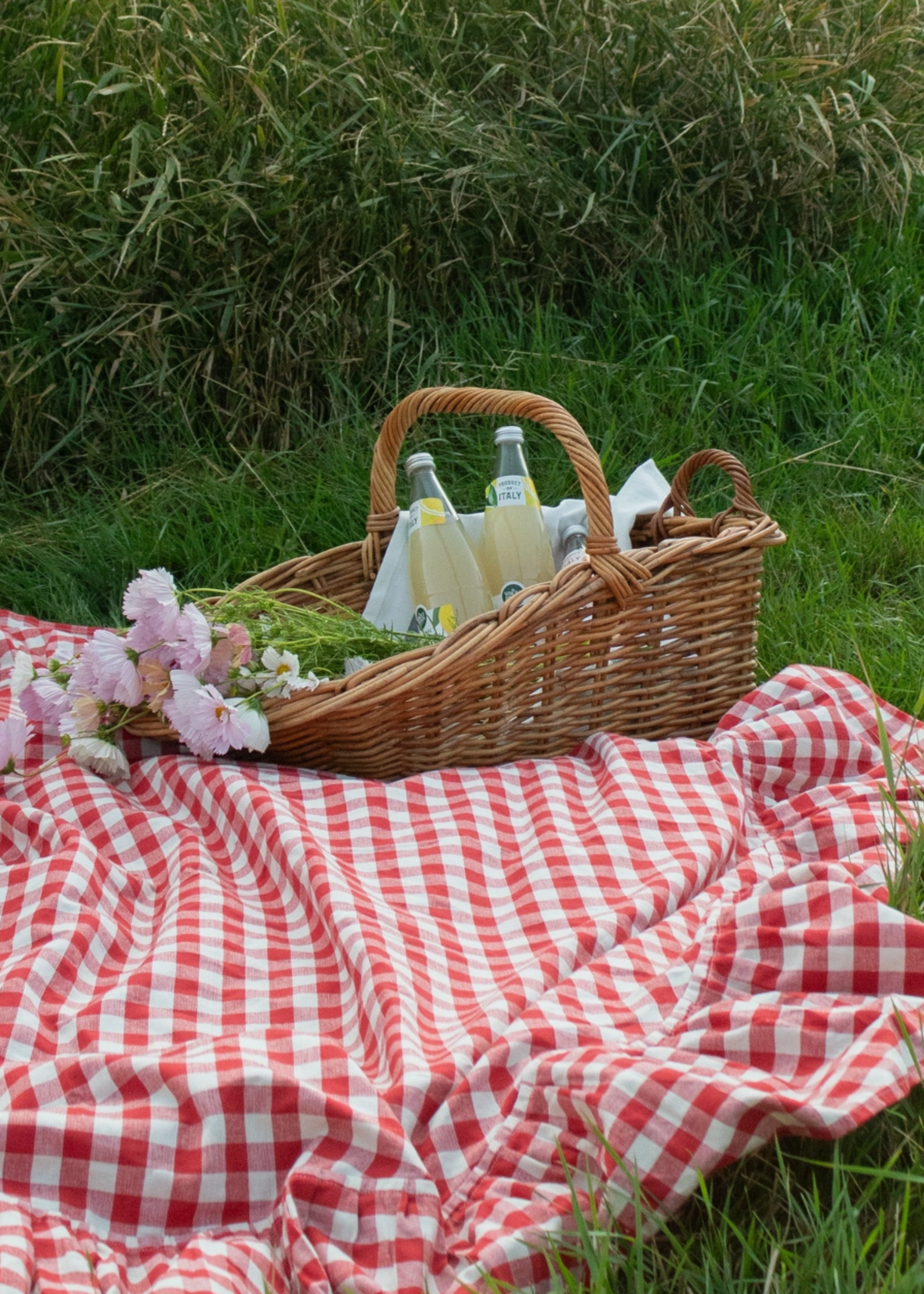 Galley and Fen Ember Ruffled Gingham Tablecloth 60"x150"