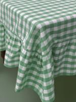Galley and Fen Moss Ruffled Gingham Tablecloth  60"x120"
