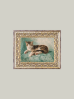 Petal Lane Home Cat Nap Framed Antique Art  7x5