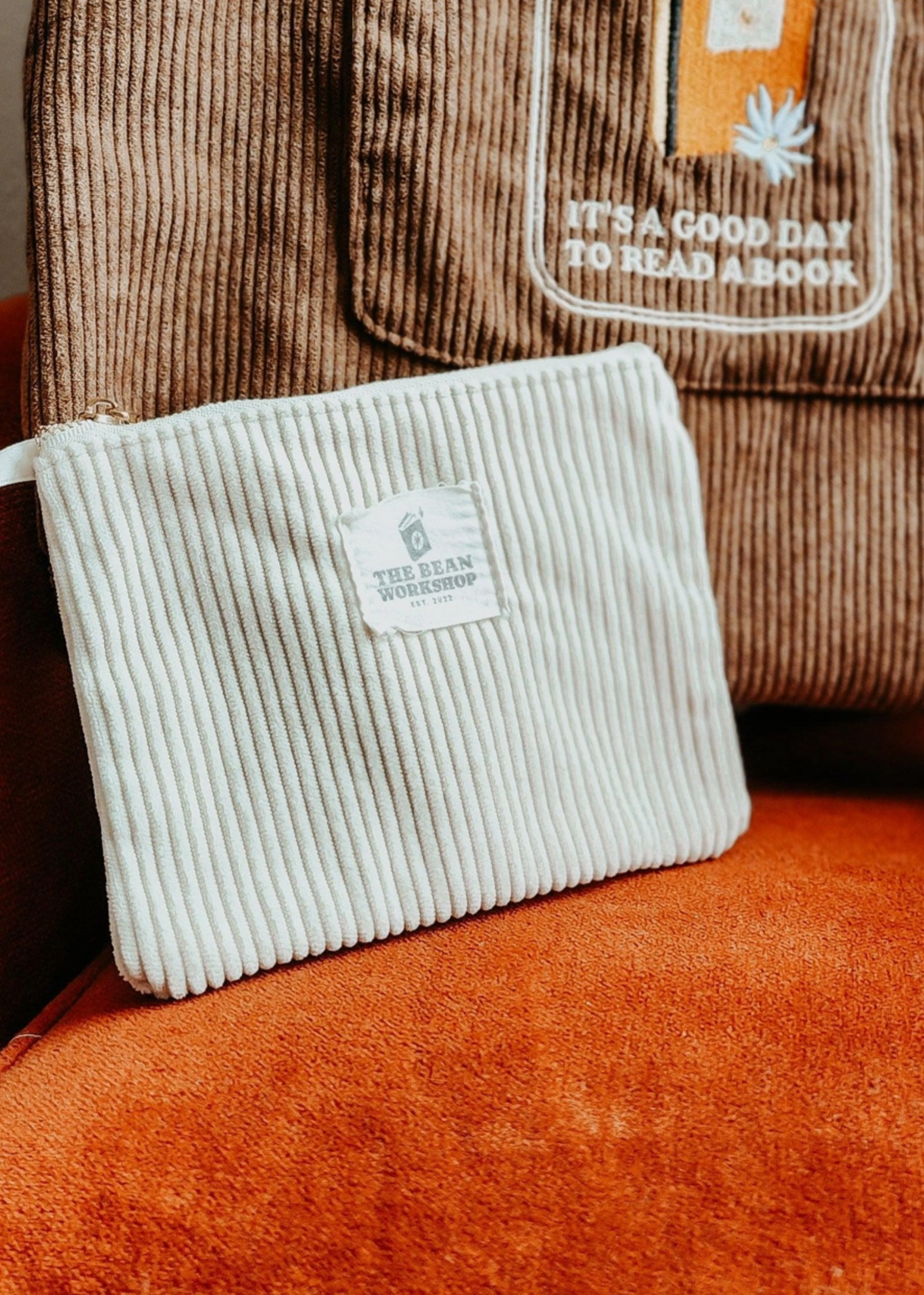 The Bean Workshop It's A Good Day To Read A Book Embroidered Corduroy Tote Bag