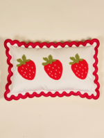 The Darling Effect Scalloped Rectangle Throw Pillow-Strawberries
