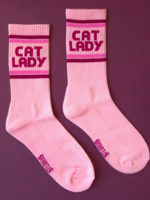Sunshine Studios Cat Lady Striped Ribbed Crew Socks