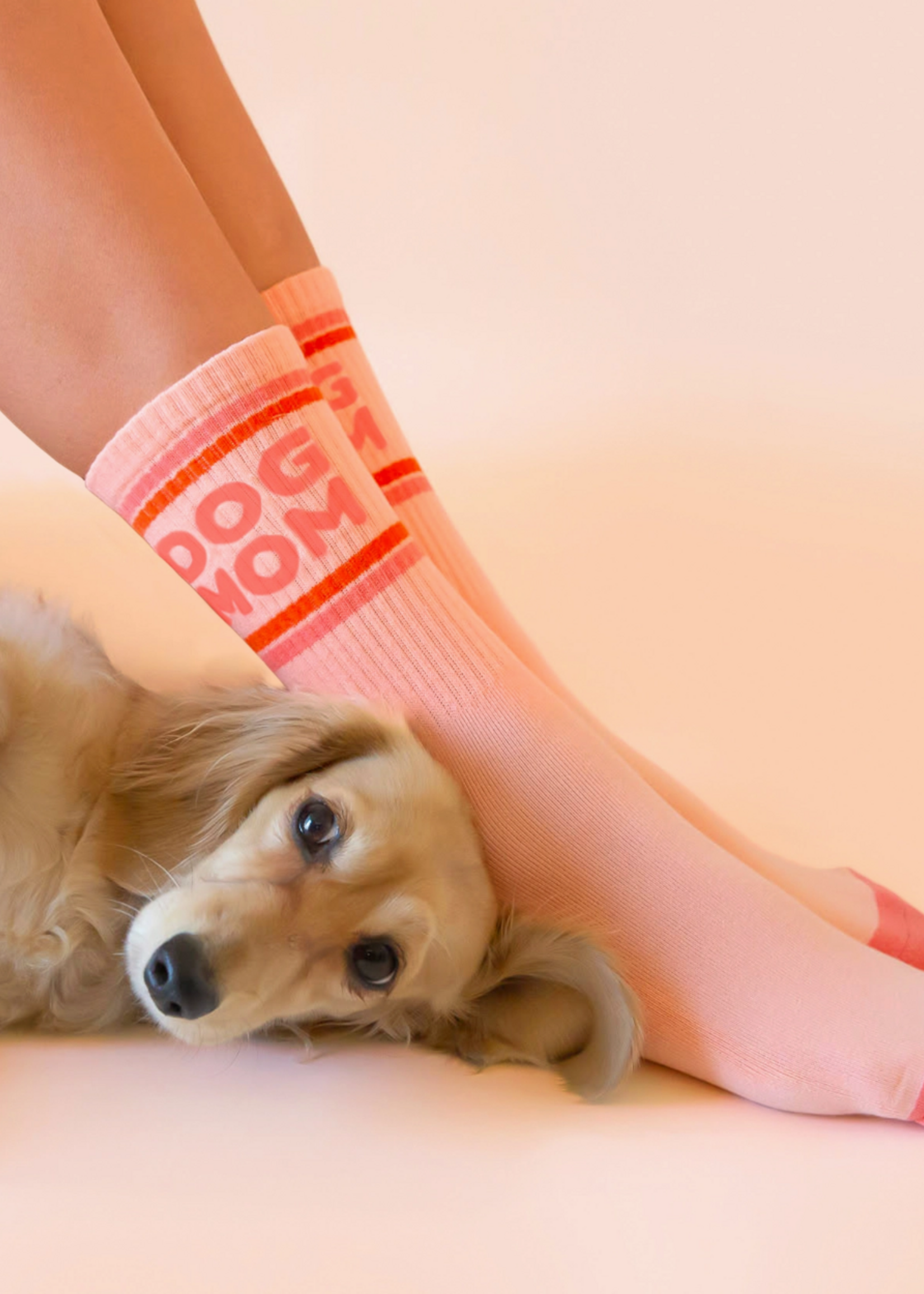 Sunshine Studios Dog Mom Striped Ribbed Crew Socks