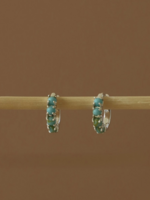 Katie Waltman Mini Silver Turquoise Hoops