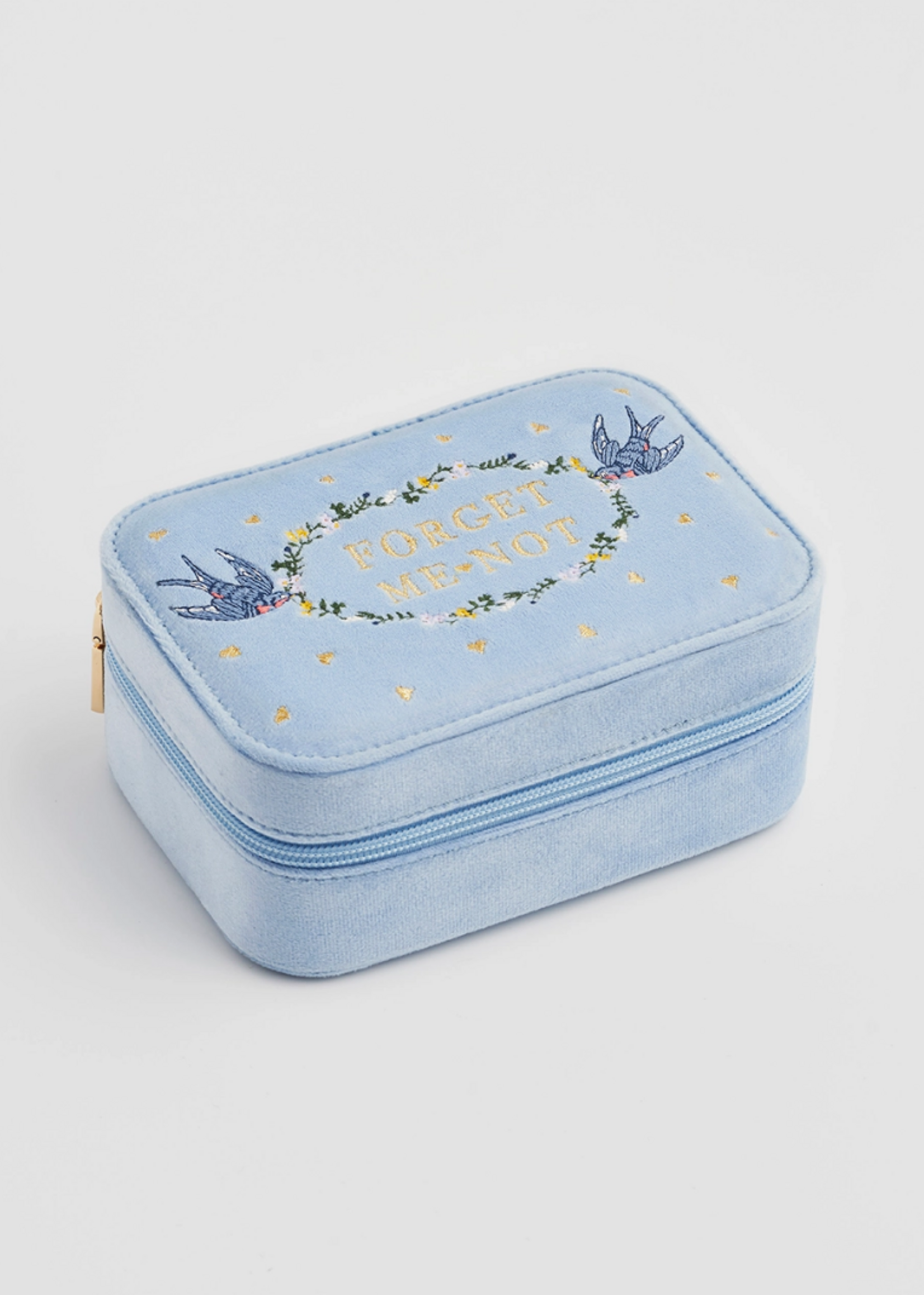 Fable England Forget Me Not Blue Velvet Embroidered