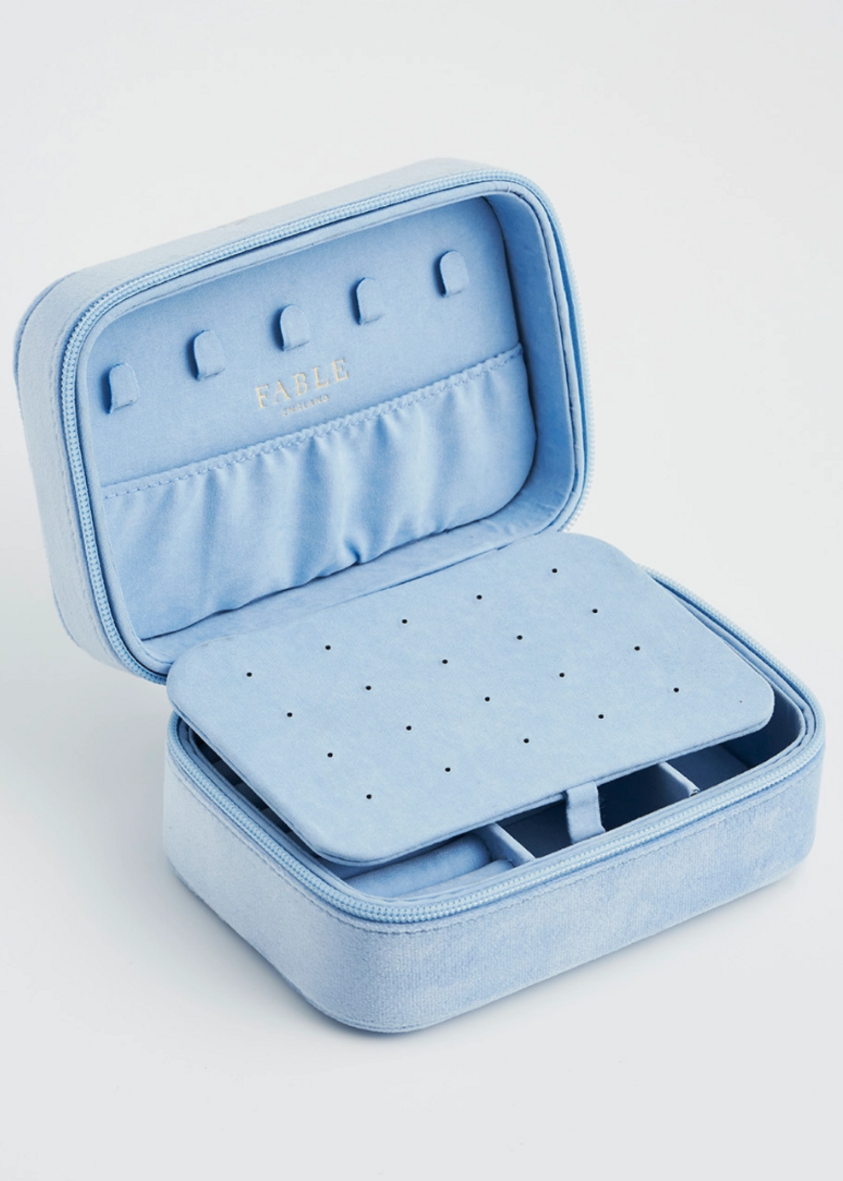 Fable England Forget Me Not Blue Velvet Embroidered