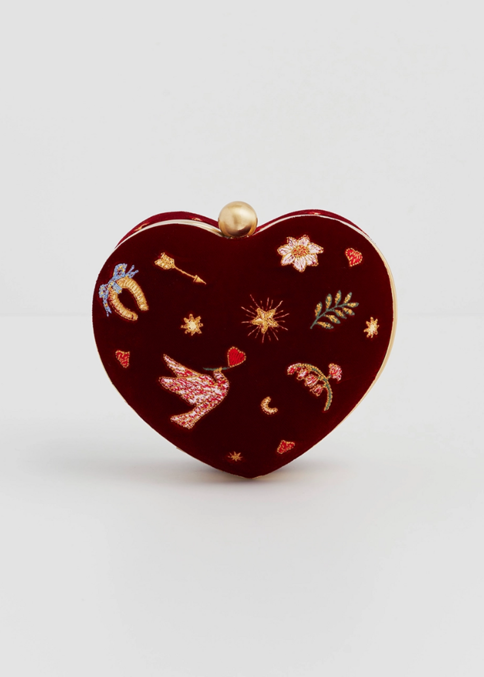 Fable England Love Scatter Red Velvet Embroidered Jewellery Box