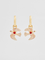 Fable England Heart Dove Huggie Earrings