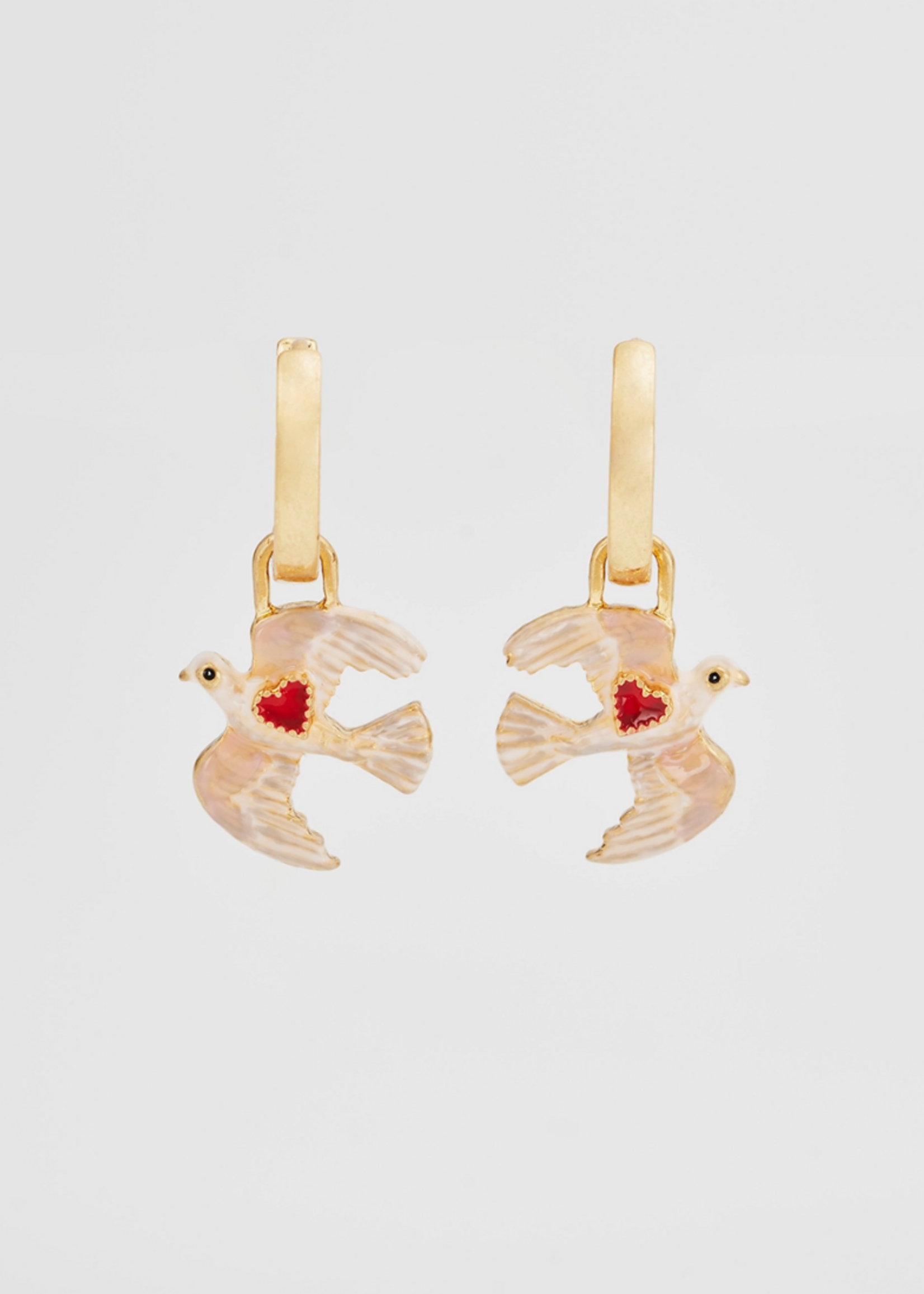 Fable England Heart Dove Huggie Earrings